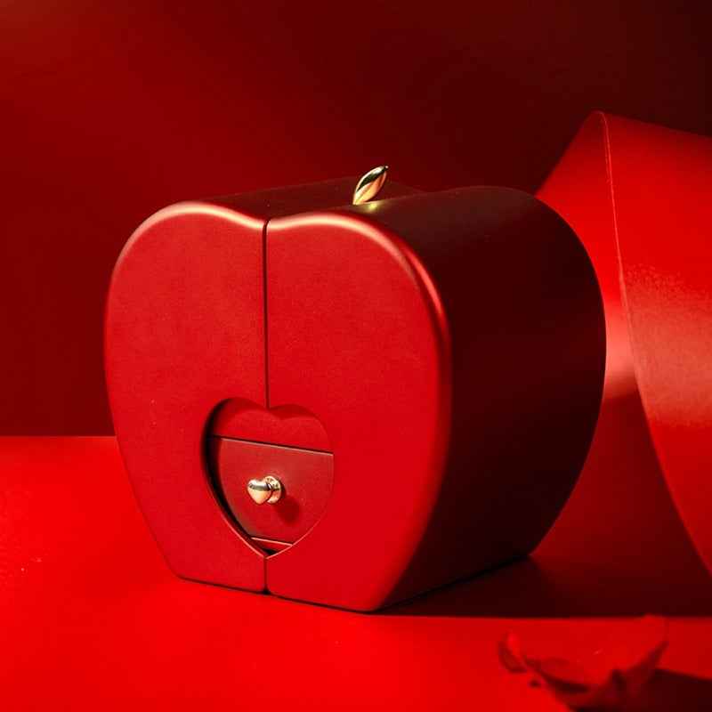 Fashion Jewelry Box Red Apple Necklace Eternal Rose For Girls Mother's Day Valentine's Day Gifts With Artificial Flower Rose Flower Jewelry Box