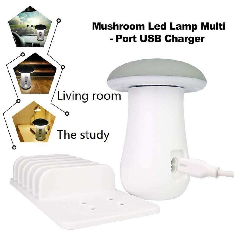 2 In 1 Multifunction Mushroom Lamp LED Lamp Holder USB Charger Home Office Supplies - TrendBug