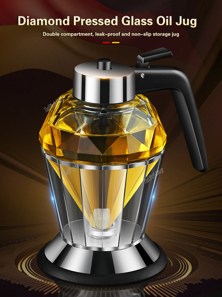 Honey Dispenser with Stand Diamond Shaped Glass Large Capacity Oil Dispenser Multifunction Oil Bottle Kitchen Tools - TrendBug