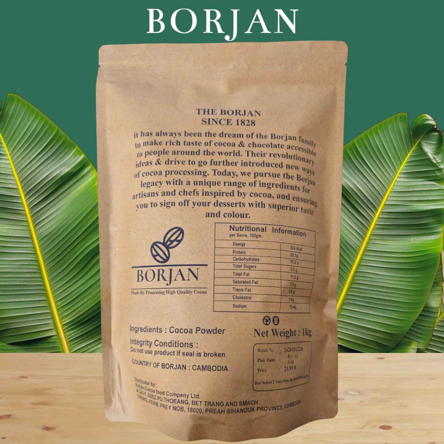 Borjan Cocoa Powder 1kg – Unsweetened Natural for Baking