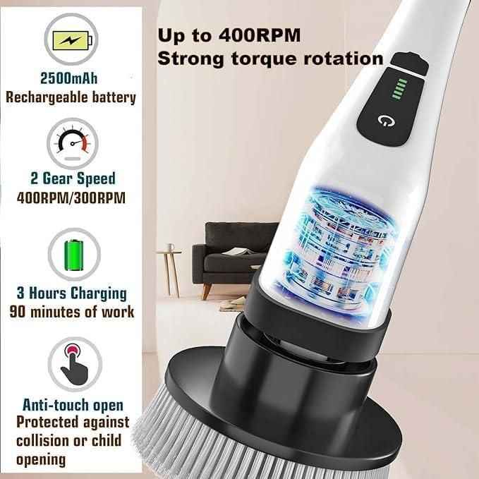 Electric Rotary Cleaner with Adjustable Extension Handle