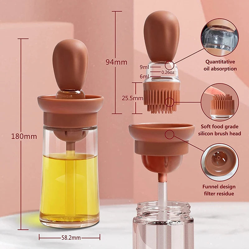 Silicone Brush BBQ Grill Dropper Olive Oil Dispenser Bottle for Cooking Baking Barbecue Kitchen Tool - TrendBug