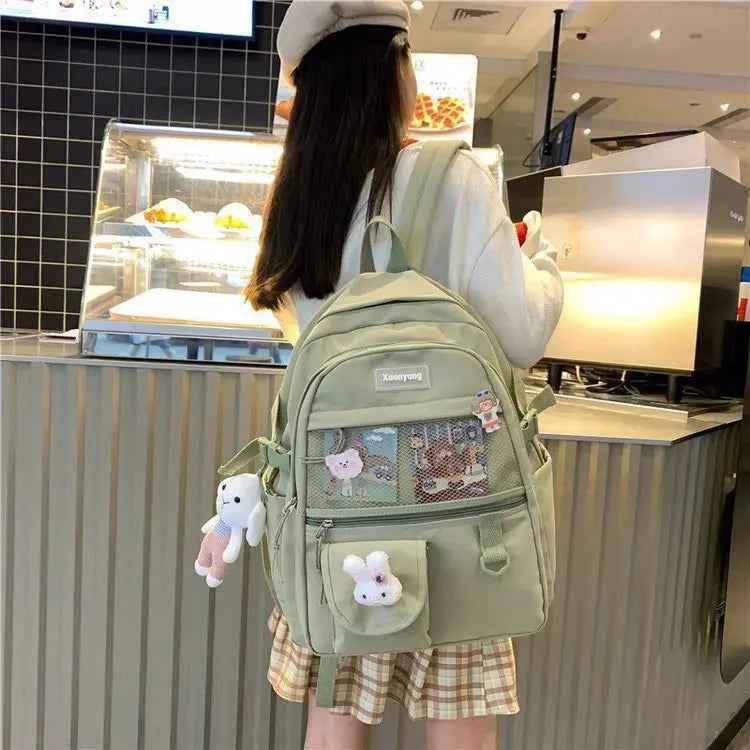 Japanese Fashion Backpack Women School Bags For Teenage Girls Multipockets Mesh Nylon Backpacks Mochila Feminina Bag Bolsa Mujer
