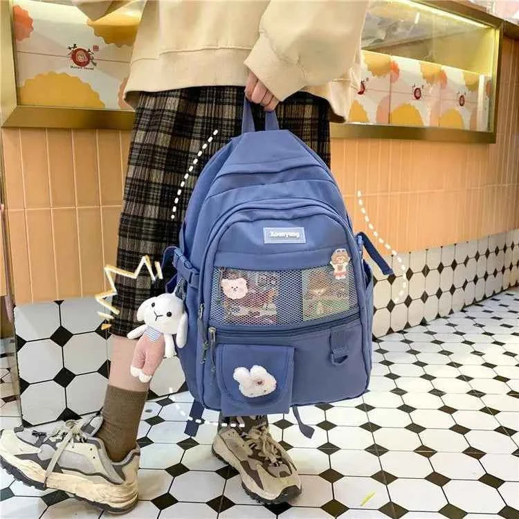 Japanese Fashion Backpack Women School Bags For Teenage Girls Multipockets Mesh Nylon Backpacks Mochila Feminina Bag Bolsa Mujer