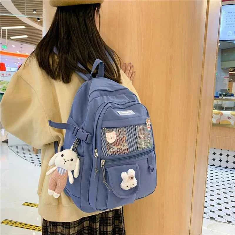 Japanese Fashion Backpack Women School Bags For Teenage Girls Multipockets Mesh Nylon Backpacks Mochila Feminina Bag Bolsa Mujer