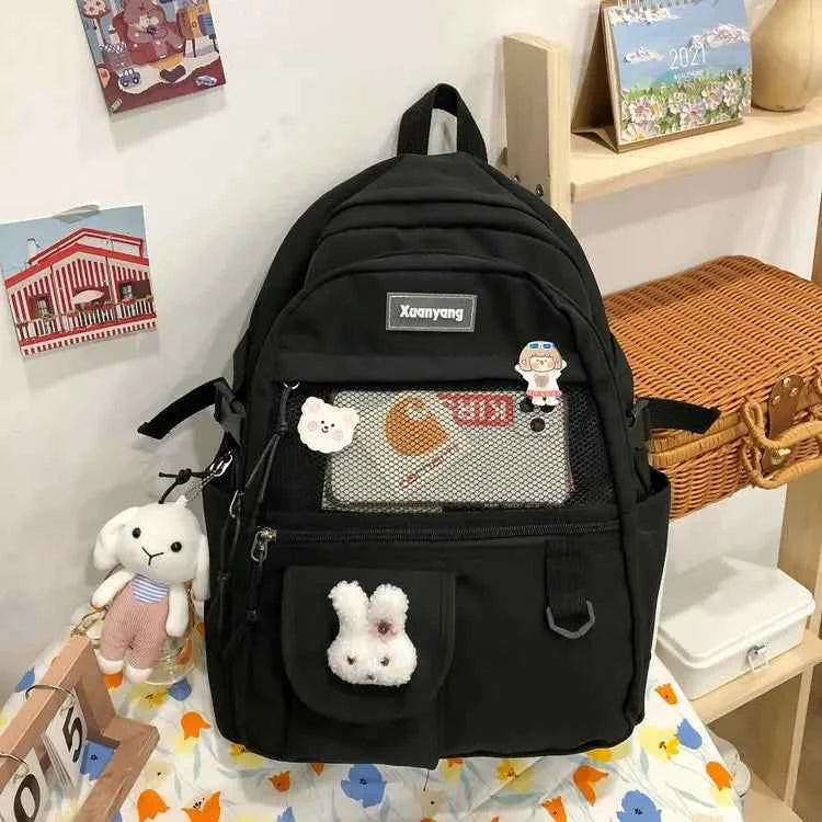 Japanese Fashion Backpack Women School Bags For Teenage Girls Multipockets Mesh Nylon Backpacks Mochila Feminina Bag Bolsa Mujer