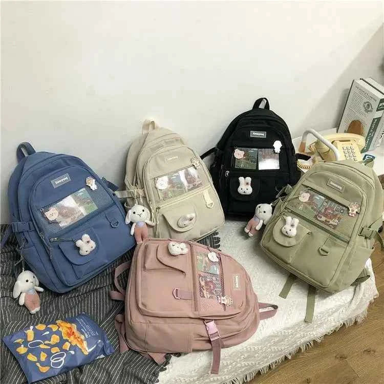 Japanese Fashion Backpack Women School Bags For Teenage Girls Multipockets Mesh Nylon Backpacks Mochila Feminina Bag Bolsa Mujer