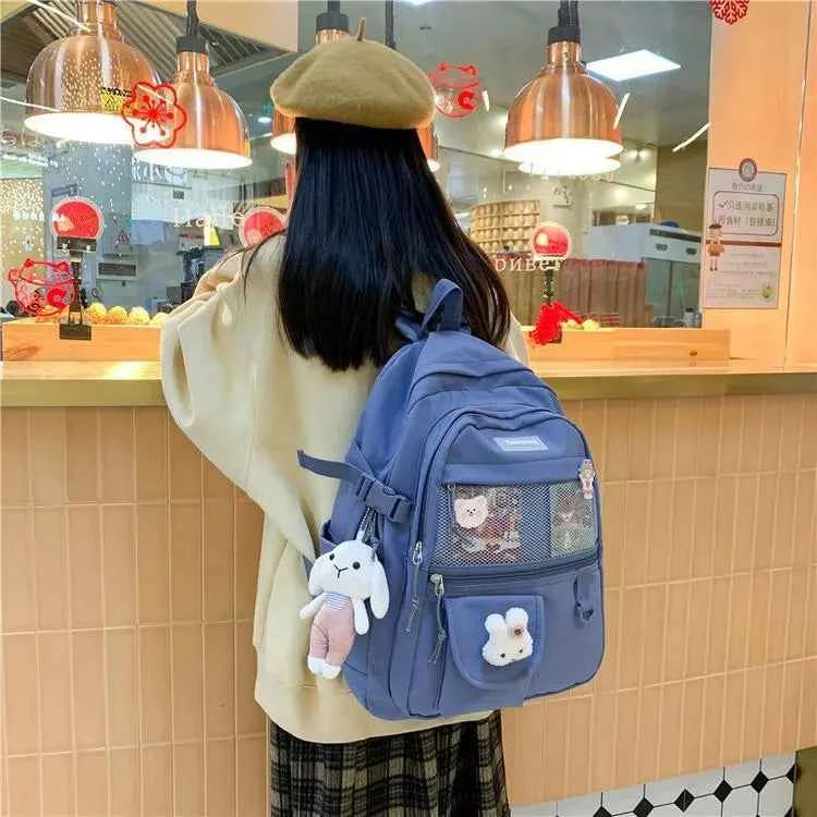 Japanese Fashion Backpack Women School Bags For Teenage Girls Multipockets Mesh Nylon Backpacks Mochila Feminina Bag Bolsa Mujer
