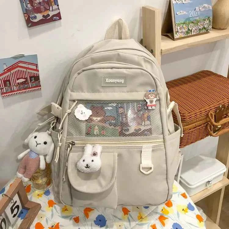 Japanese Fashion Backpack Women School Bags For Teenage Girls Multipockets Mesh Nylon Backpacks Mochila Feminina Bag Bolsa Mujer