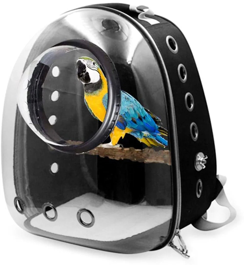 Backpack Bubble Bird Travel Carrier Backpack Bird Carrier with Perch Parrot Travel Lightweight Bird Cage Backpack - TrendBug
