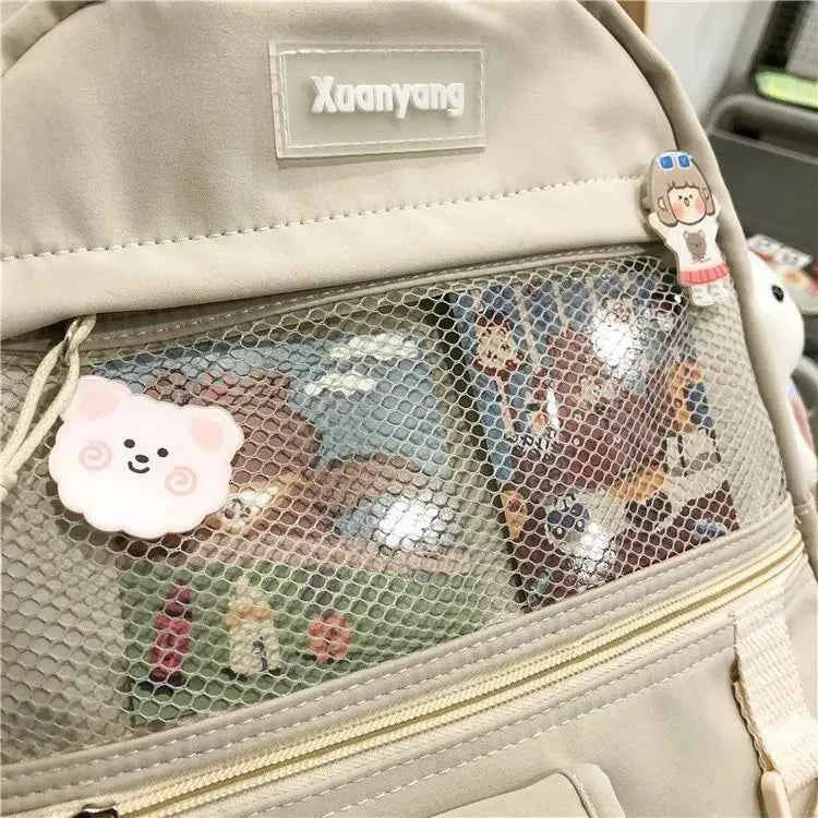 Japanese Fashion Backpack Women School Bags For Teenage Girls Multipockets Mesh Nylon Backpacks Mochila Feminina Bag Bolsa Mujer