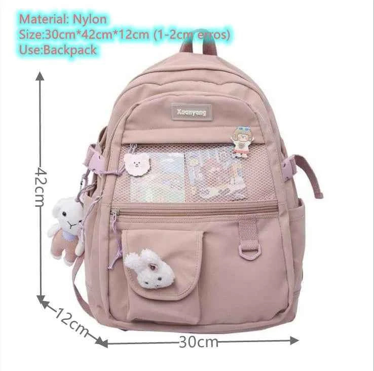 Japanese Fashion Backpack Women School Bags For Teenage Girls Multipockets Mesh Nylon Backpacks Mochila Feminina Bag Bolsa Mujer