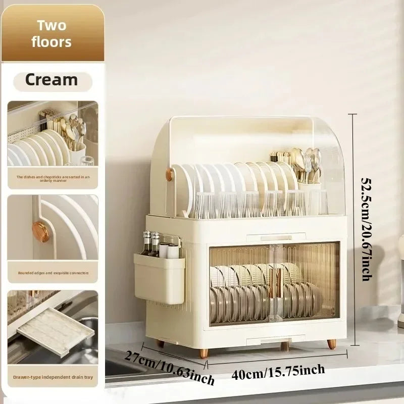 Kitchen Bowl Rack with Lid – Versatile Tableware Storage Box and Dish Drain Rack for Your Kitchen - TrendBug