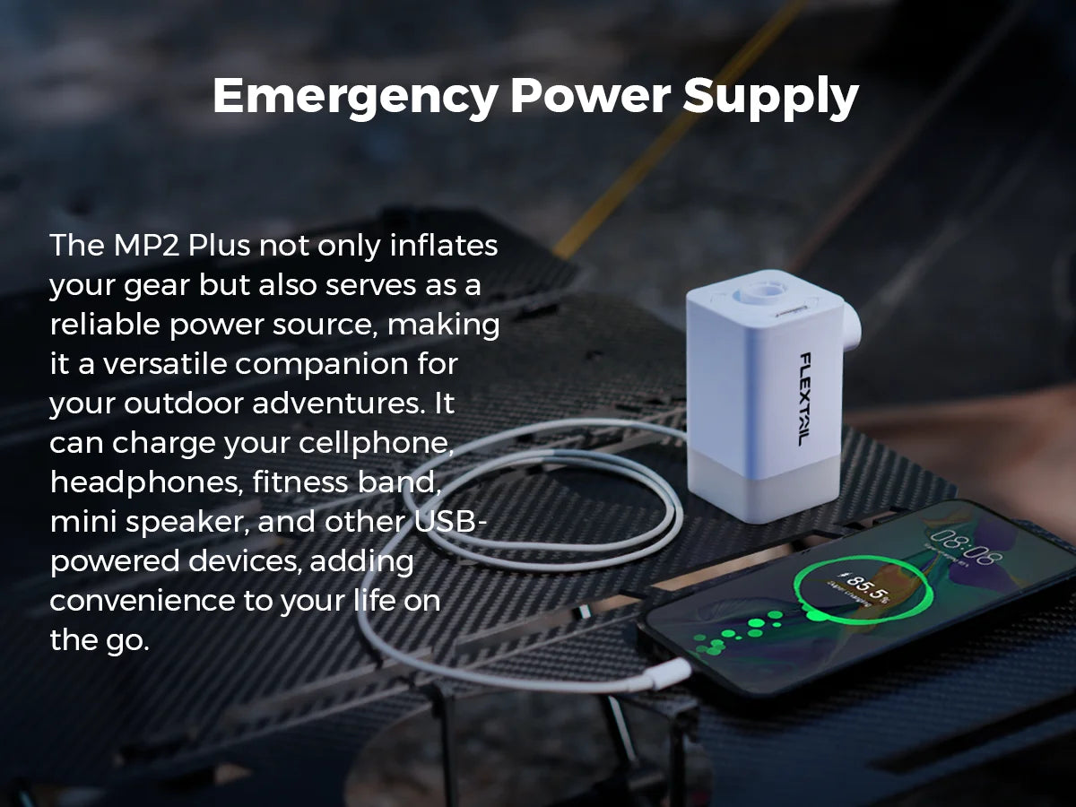 FLEXTAIL MAX PUMP 2 PLUS - Electric Air Pump with Camping Light and Emergency Power Supply, 4800mAh Battery, Dual Pressure Level - TrendBug