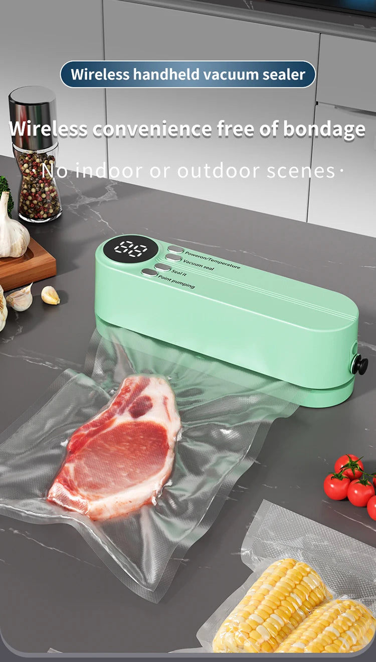 Mini Vacuum Sealer - USB Rechargeable Portable Wireless for Dry/Moist Food Preservation with Bags & Pump - TrendBug