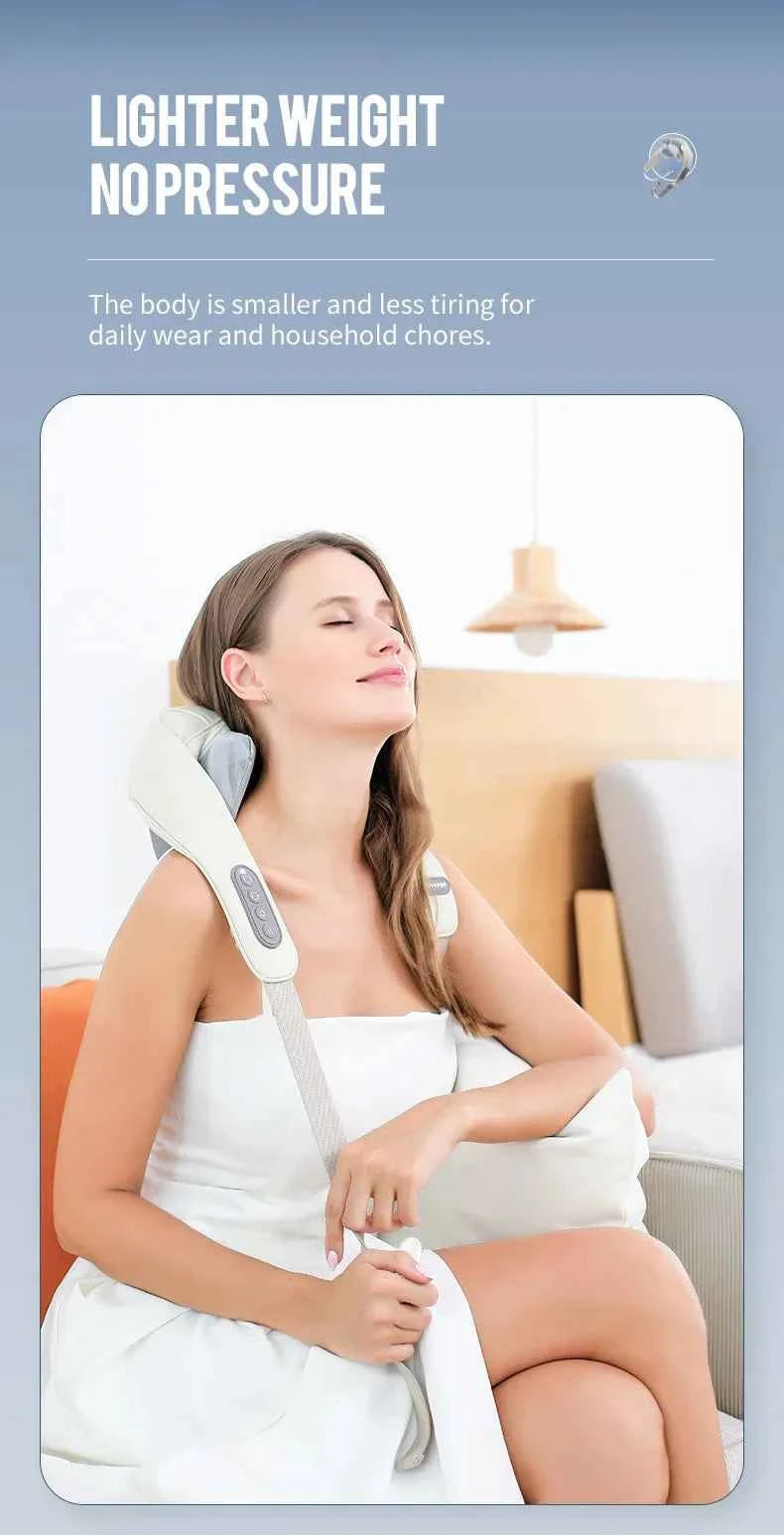 Wireless Neck And Back Massager Neck And Shoulder Kneading Massage Shawl Neck Cervical Relaxing Trapezius Massager