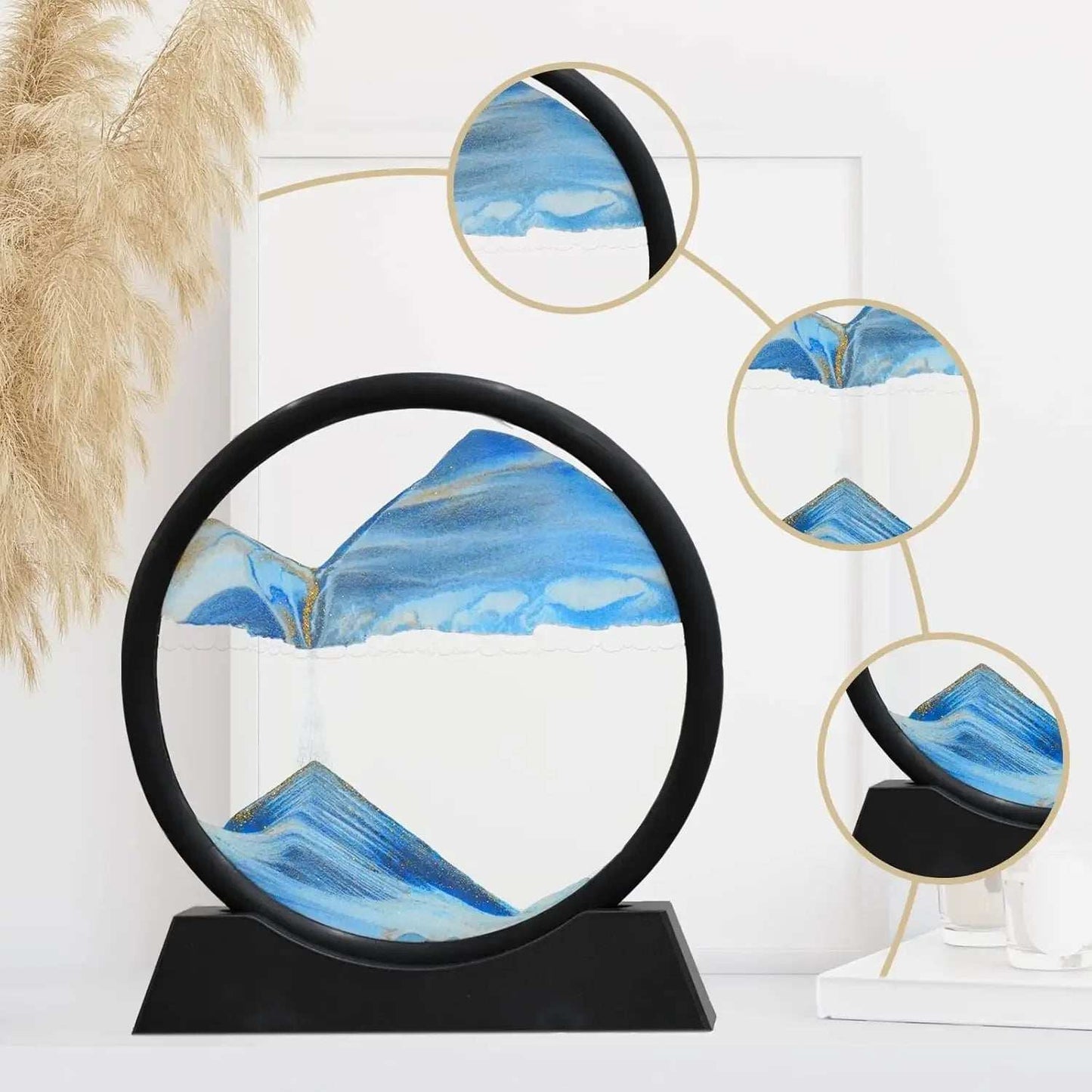 3D Moving Sand Art Picture Round Glass Deep Sea Sandscape Hourglass Quicksand Craft Flowing Sand Painting Office Home Decor Gift - TrendBug