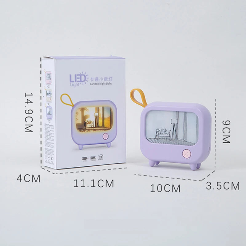 TV Painting Night Light Cute LED Table Lamp for Kids - Mini Desktop Home Decoration and Atmosphere Lighting Birthday Gift - TrendBug