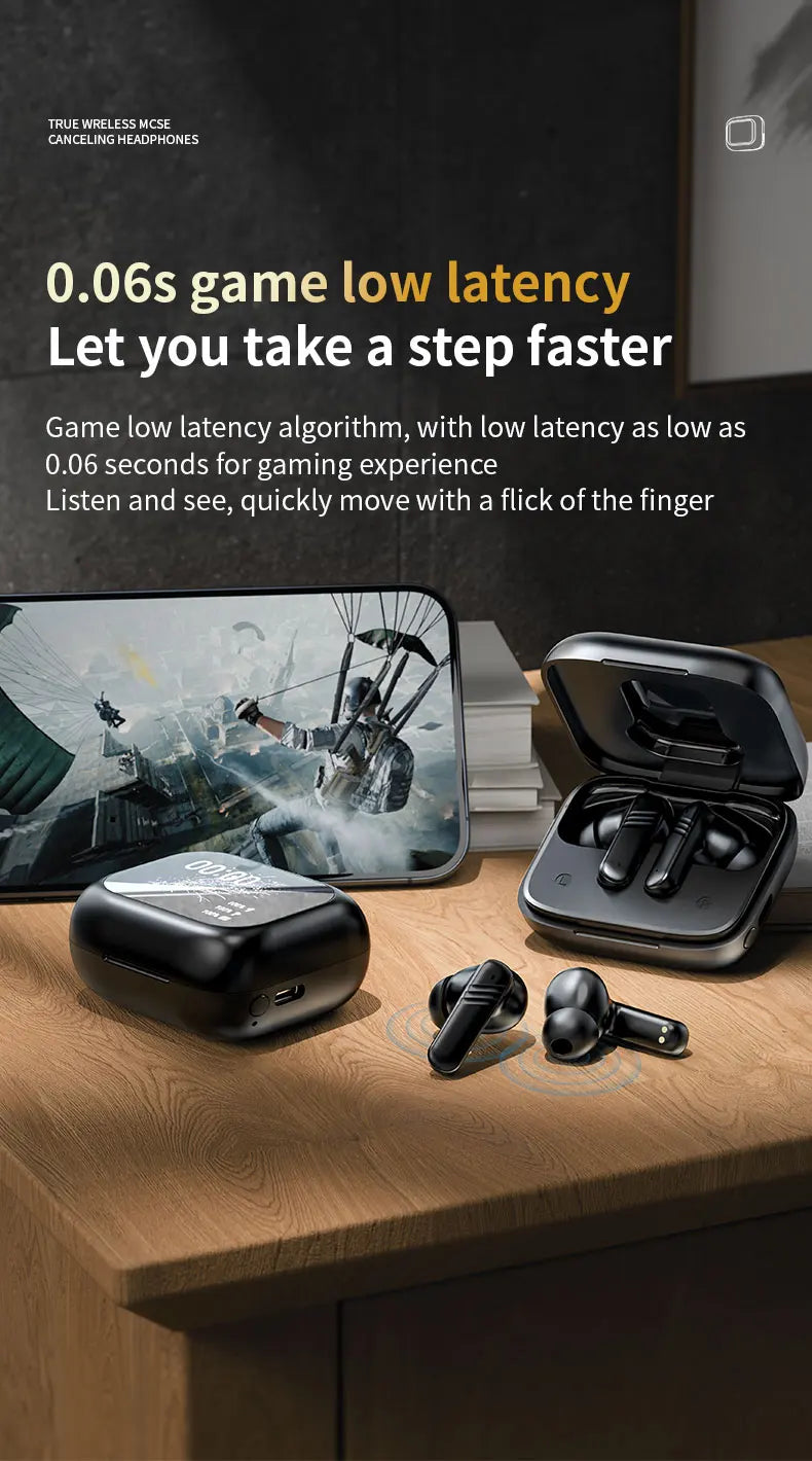 Wireless Earbuds ANC Noise Cancellation with Touch Screen In-Ear Design, Long Battery Life, ENC Mic, Compatible with iOS and Android - TrendBug