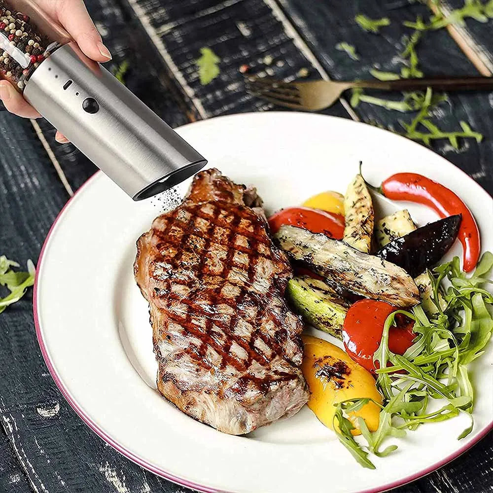 Electric Salt and Pepper Grinder Set USB Rechargeable Eletric Pepper Mill Shakers Automatic Spice Steel Machine Kitchen Tool - TrendBug