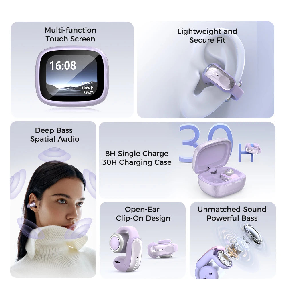 ERAZER XF28 Bluetooth V6.0 Open-ear True Wireless EarbudsTranslation Earphones Office Travel,ASMR Headset APP - TrendBug