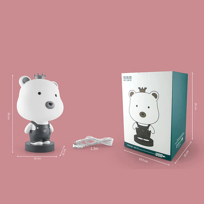 Cartoon Rabbit Night Lights Bedroom Bedside Study animal Desk Lamps tiger bear Children's kids baby Sleep Light LED Night Lamps - TrendBug