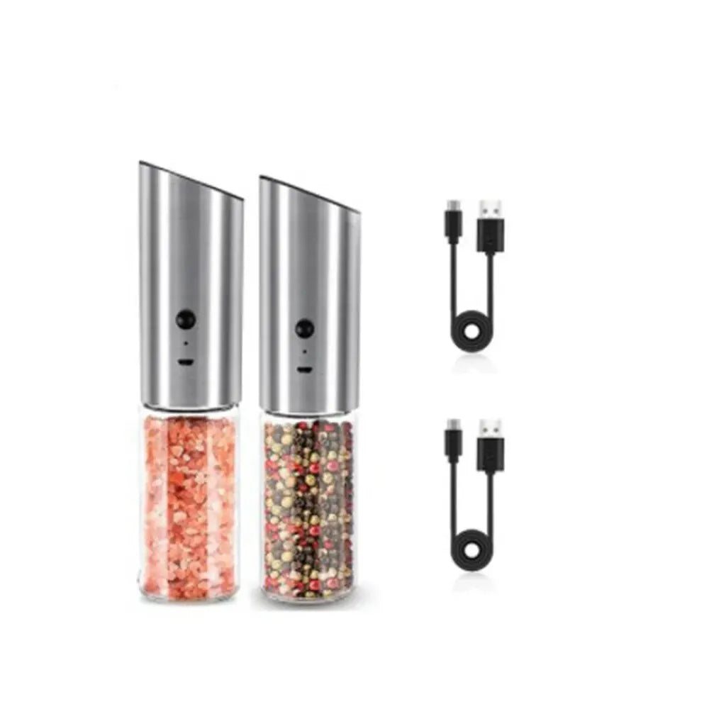 Electric Salt and Pepper Grinder Set USB Rechargeable Eletric Pepper Mill Shakers Automatic Spice Steel Machine Kitchen Tool - TrendBug