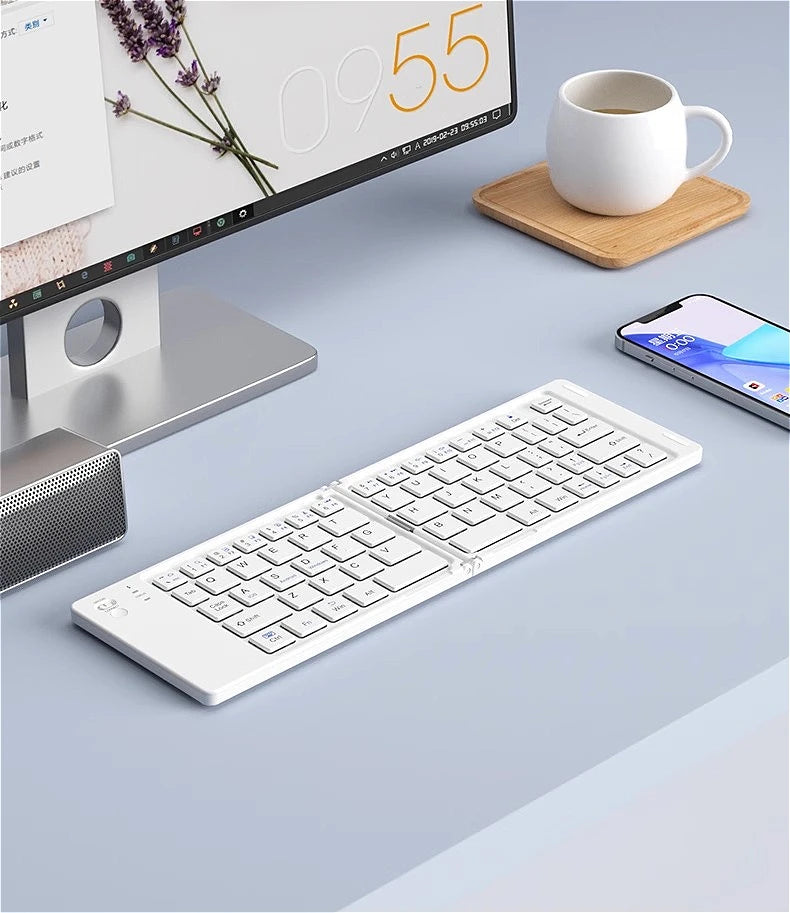 MINGCVIL Mini Foldable Wireless Keyboard - Slim Portable Bluetooth Rechargeable Keyboard for iOS, Windows, Android - TrendBug