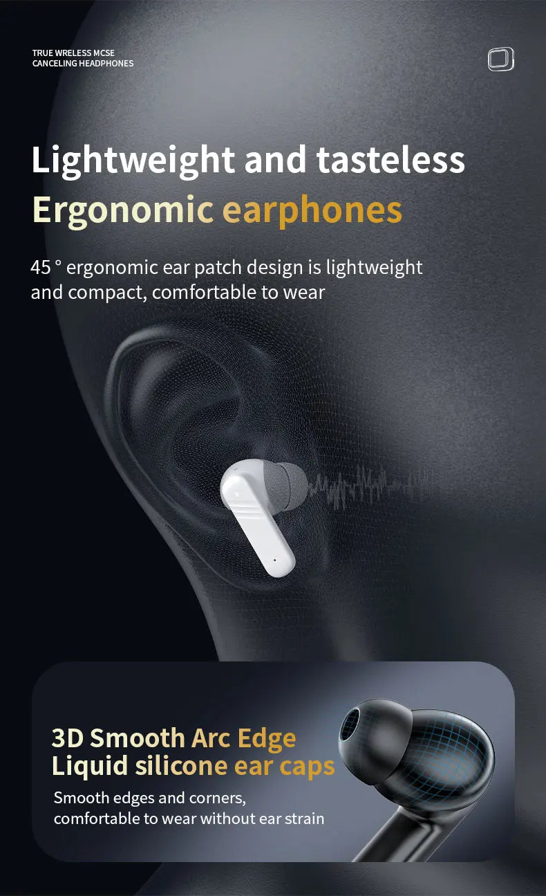 Wireless Earbuds ANC Noise Cancellation with Touch Screen In-Ear Design, Long Battery Life, ENC Mic, Compatible with iOS and Android - TrendBug