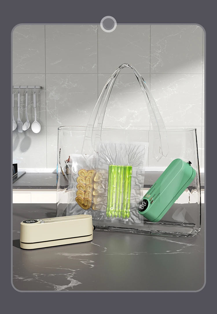 Mini Vacuum Sealer - USB Rechargeable Portable Wireless for Dry/Moist Food Preservation with Bags & Pump - TrendBug