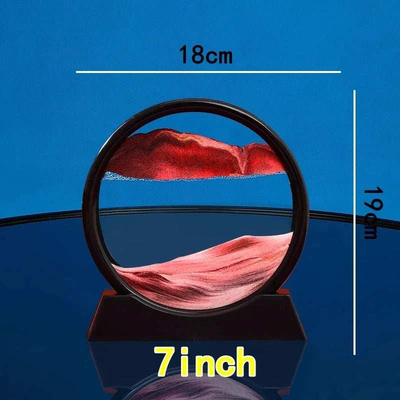 3D Moving Sand Art Picture Round Glass Deep Sea Sandscape Hourglass Quicksand Craft Flowing Sand Painting Office Home Decor Gift - TrendBug