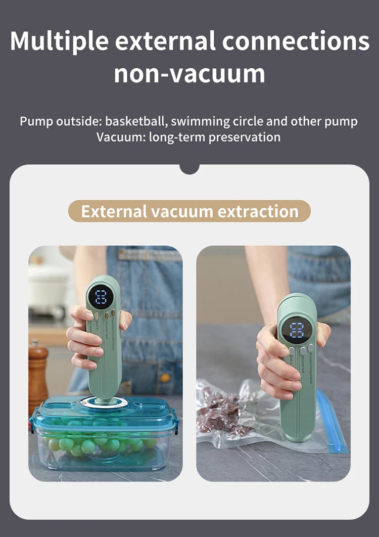 Mini Vacuum Sealer - USB Rechargeable Portable Wireless for Dry/Moist Food Preservation with Bags & Pump - TrendBug