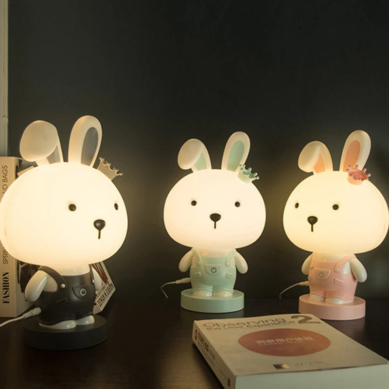 Cartoon Rabbit Night Lights Bedroom Bedside Study animal Desk Lamps tiger bear Children's kids baby Sleep Light LED Night Lamps - TrendBug