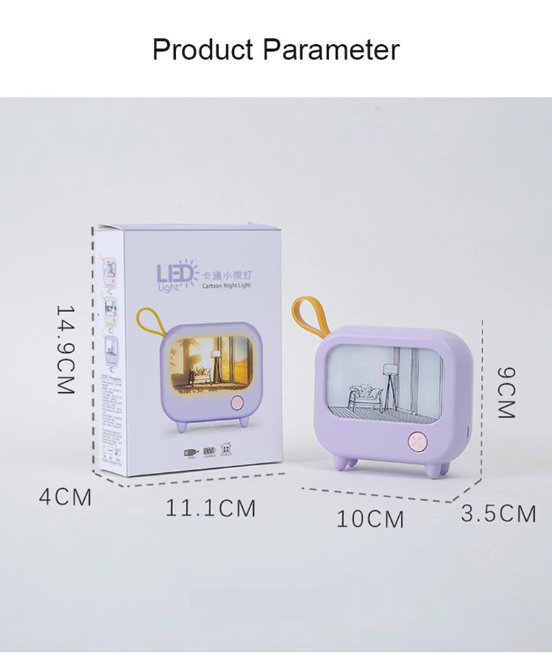 TV Painting Night Light Cute LED Table Lamp for Kids - Mini Desktop Home Decoration and Atmosphere Lighting Birthday Gift - TrendBug