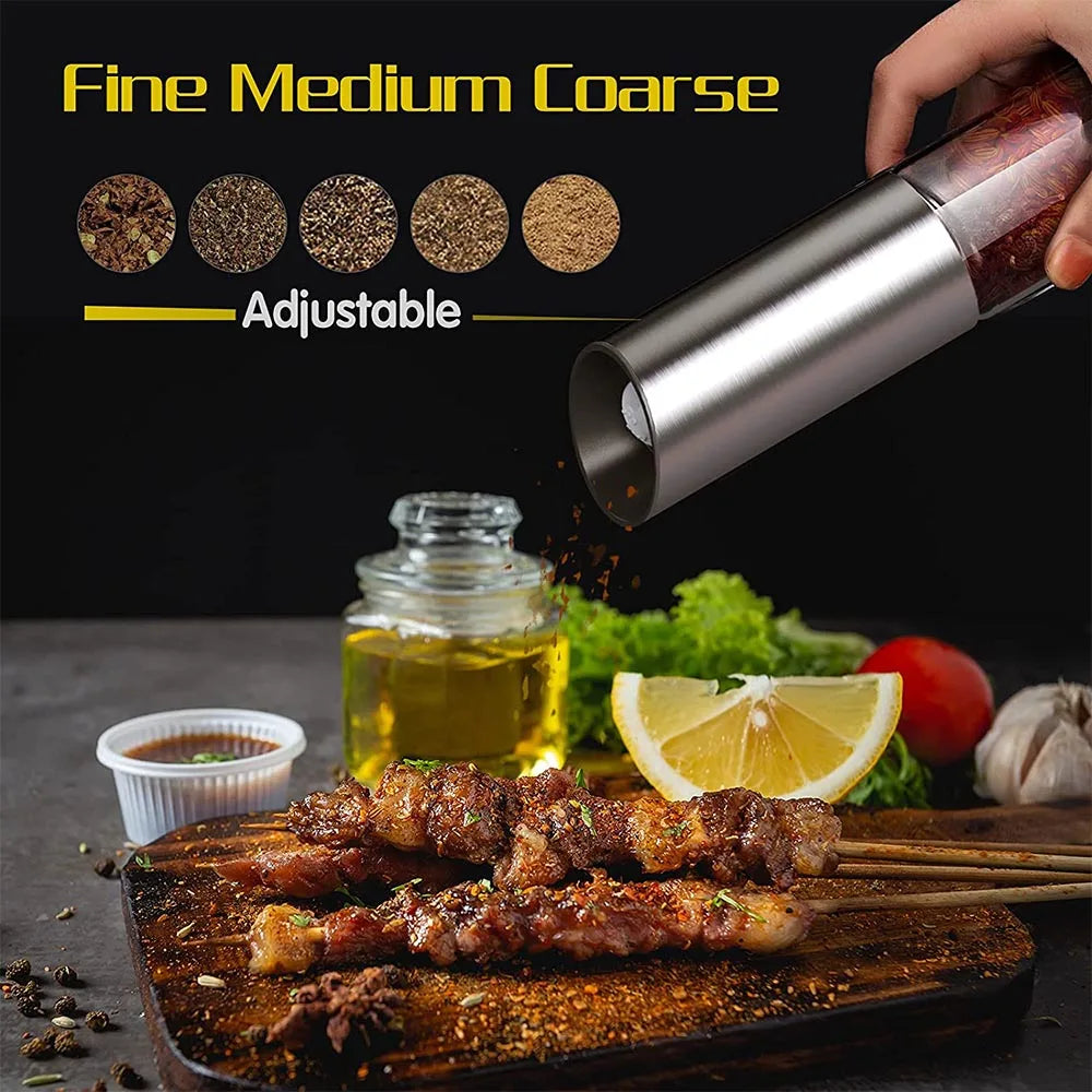Electric Salt and Pepper Grinder Set USB Rechargeable Eletric Pepper Mill Shakers Automatic Spice Steel Machine Kitchen Tool - TrendBug