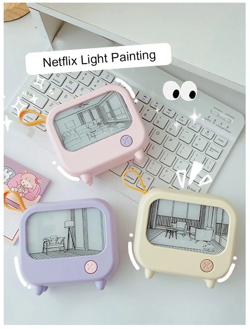 TV Painting Night Light Cute LED Table Lamp for Kids - Mini Desktop Home Decoration and Atmosphere Lighting Birthday Gift - TrendBug