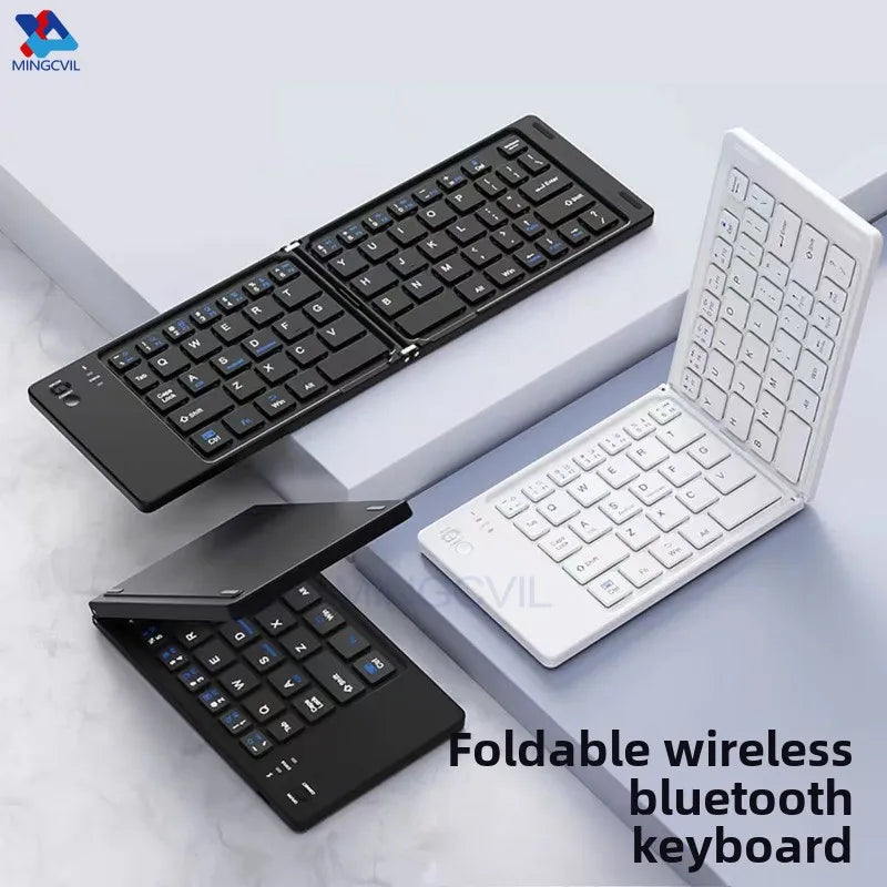 MINGCVIL Mini Foldable Wireless Keyboard - Slim Portable Bluetooth Rechargeable Keyboard for iOS, Windows, Android - TrendBug