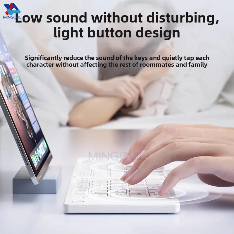 MINGCVIL Mini Foldable Wireless Keyboard - Slim Portable Bluetooth Rechargeable Keyboard for iOS, Windows, Android - TrendBug