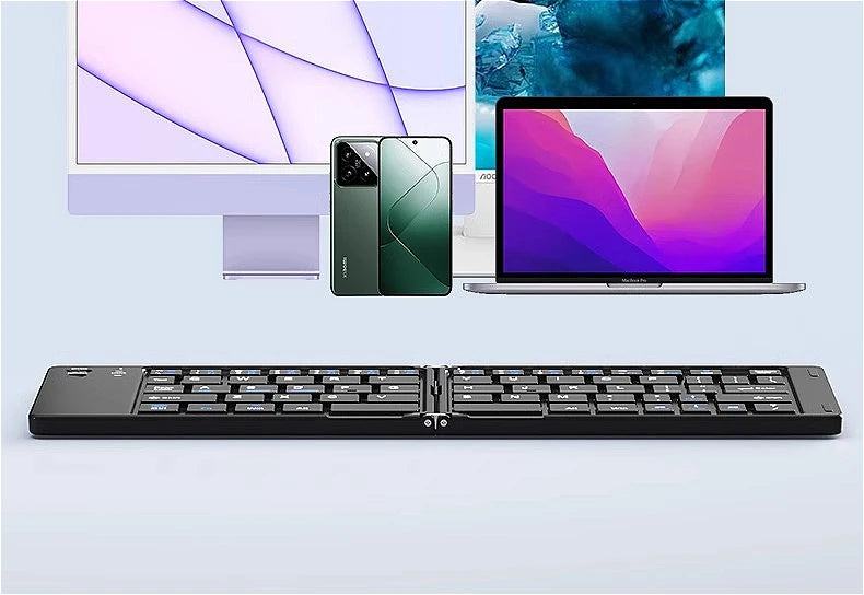 MINGCVIL Mini Foldable Wireless Keyboard - Slim Portable Bluetooth Rechargeable Keyboard for iOS, Windows, Android - TrendBug