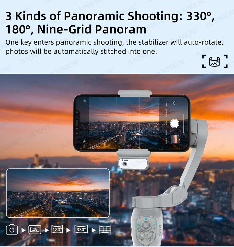 AXNEN HQ5 Handheld Stabilizer 3-Axis Foldable Mobile Shooting Gimbal Selfie Stick Gimble, Optional AI Face Following Module - TrendBug
