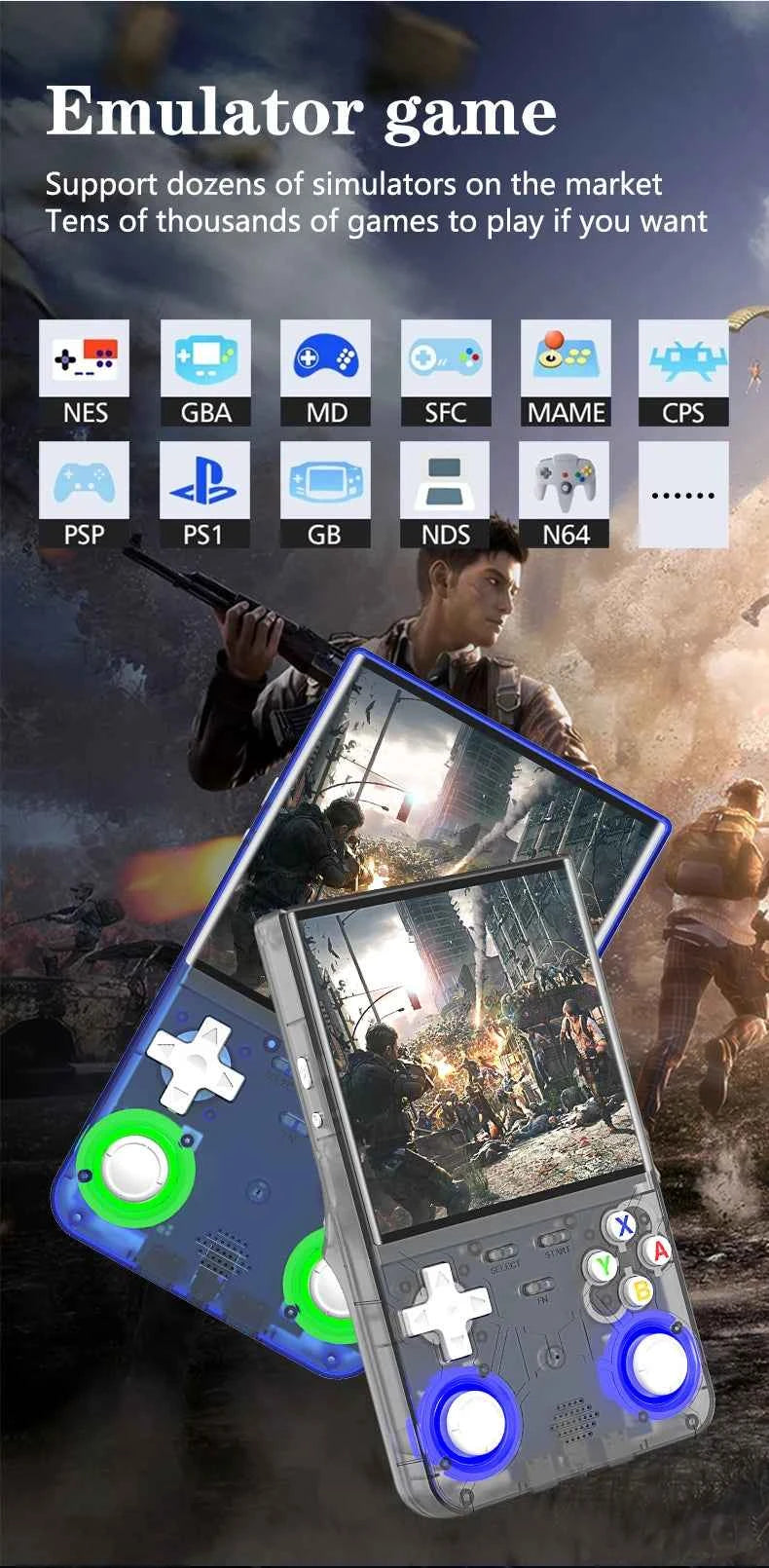 R36 ULTRA 4.0inch IPS Screen Handheld Game Console Open Source Console Retro Pocket Video Player 128G 20000+ Games