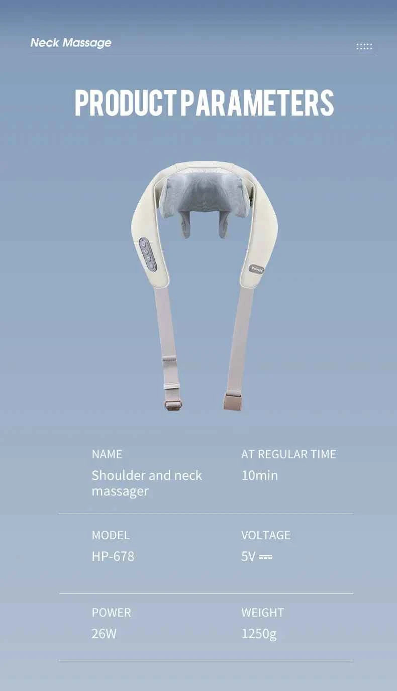 Wireless Neck And Back Massager Neck And Shoulder Kneading Massage Shawl Neck Cervical Relaxing Trapezius Massager