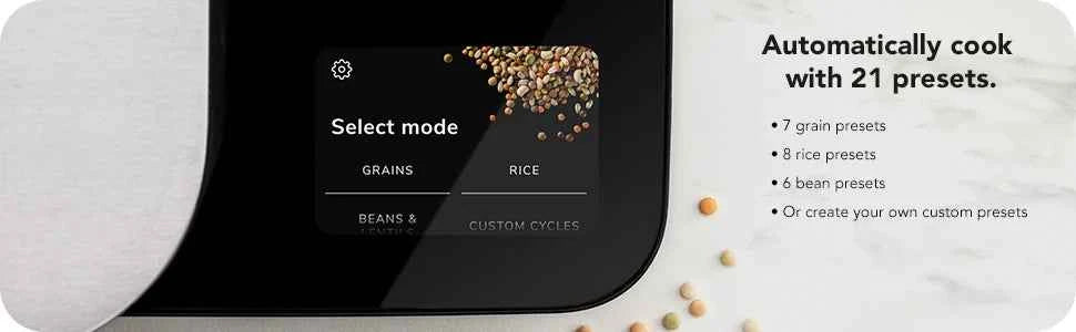 Grain and Rice Cooker 8 C Auoaically Sensing Inegraed Scale + aer ank, KGC3155, Bla ae
