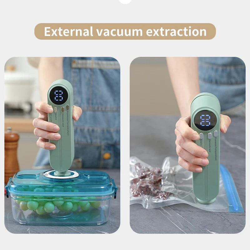 Mini Vacuum Sealer - USB Rechargeable Portable Wireless for Dry/Moist Food Preservation with Bags & Pump - TrendBug