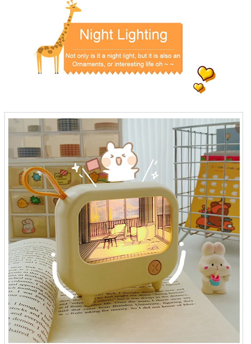 TV Painting Night Light Cute LED Table Lamp for Kids - Mini Desktop Home Decoration and Atmosphere Lighting Birthday Gift - TrendBug