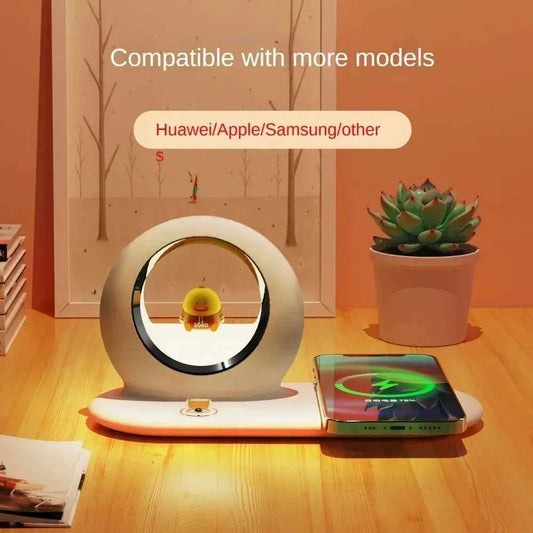 3-in-1 Wireless Charging Night Lights 15W Mobile Phone Earphone Fast with Bracket Function Charger Desk Lamps