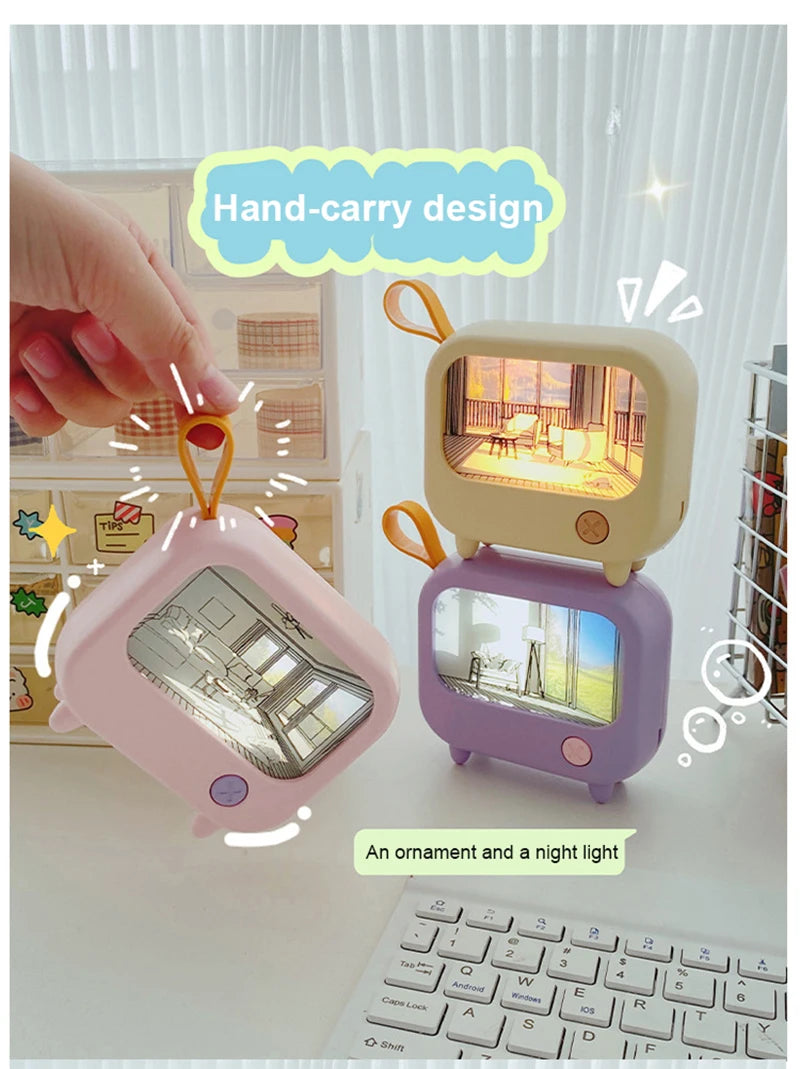 TV Painting Night Light Cute LED Table Lamp for Kids - Mini Desktop Home Decoration and Atmosphere Lighting Birthday Gift - TrendBug