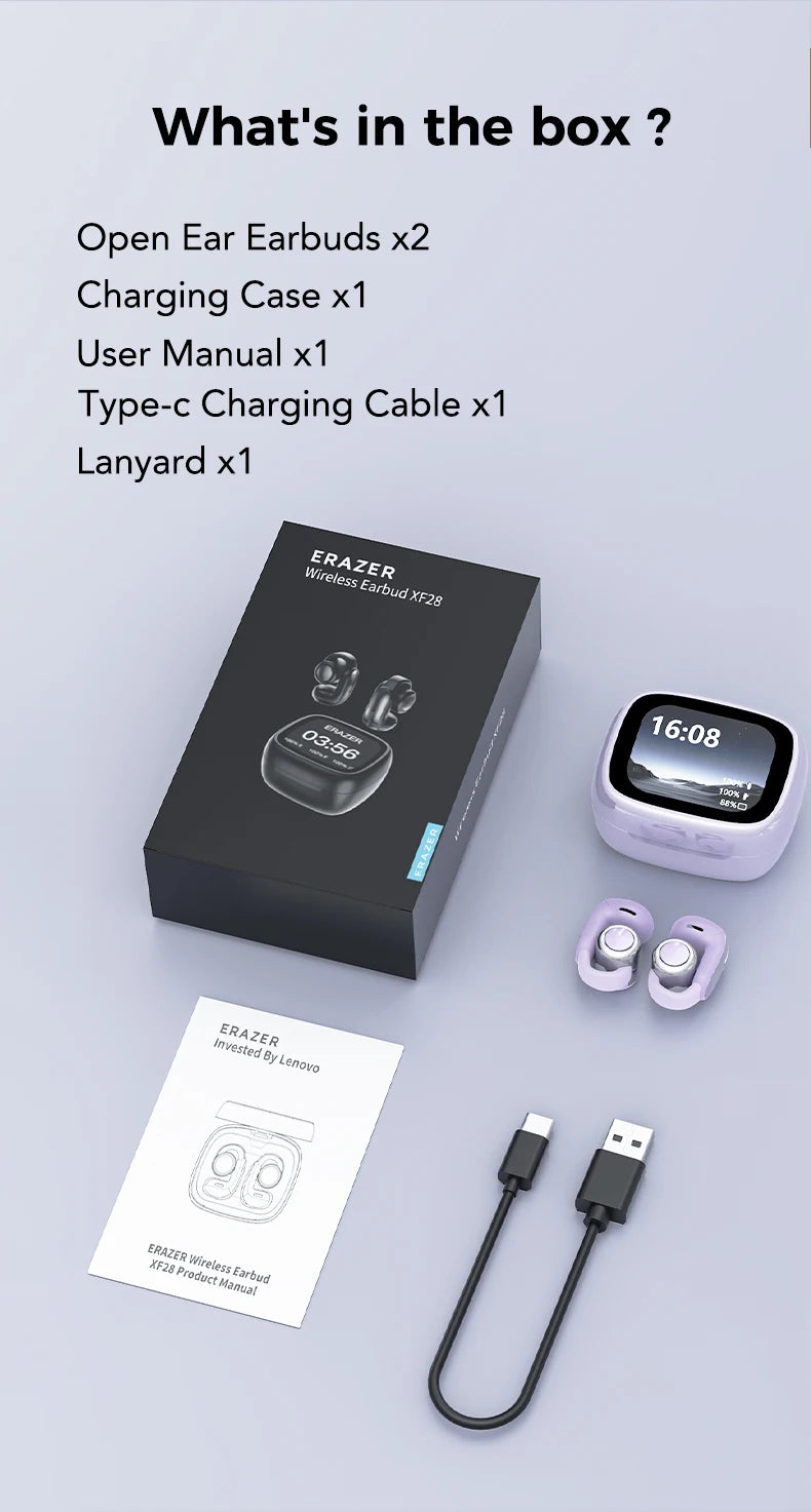 ERAZER XF28 Bluetooth V6.0 Open-ear True Wireless EarbudsTranslation Earphones Office Travel,ASMR Headset APP - TrendBug