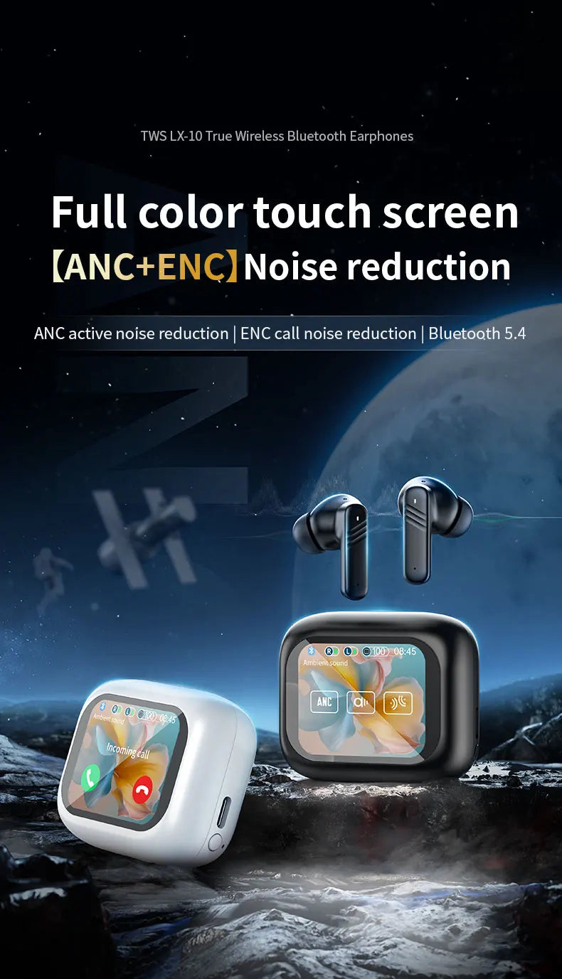 Wireless Earbuds ANC Noise Cancellation with Touch Screen In-Ear Design, Long Battery Life, ENC Mic, Compatible with iOS and Android - TrendBug