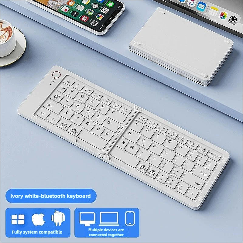 MINGCVIL Mini Foldable Wireless Keyboard - Slim Portable Bluetooth Rechargeable Keyboard for iOS, Windows, Android - TrendBug